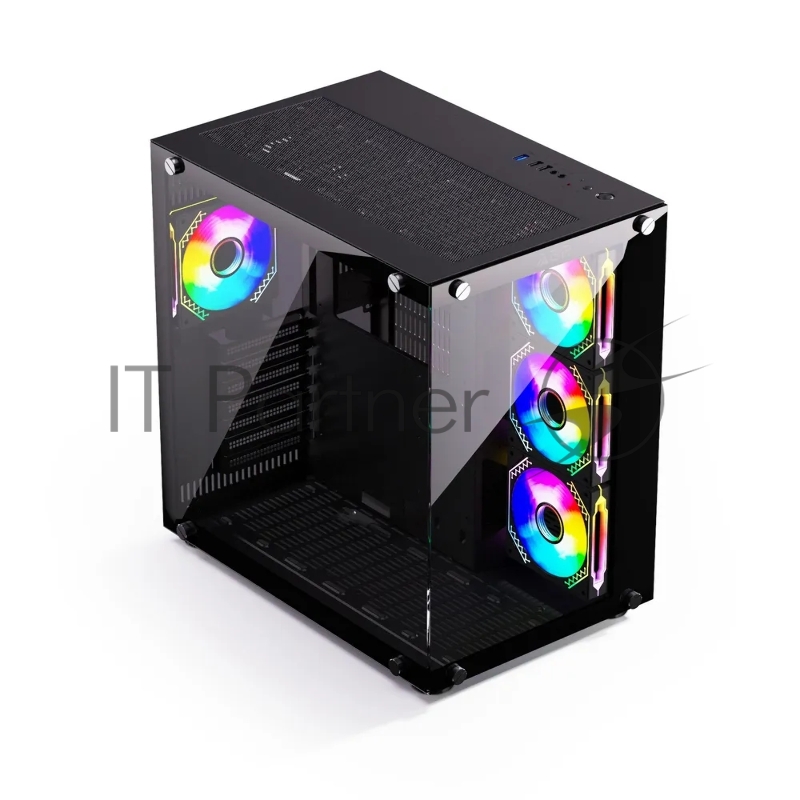 Компьютерный корпус ABR Sea View Black (1*USB Type-C, 2*USB 2.0, HD Audio, 4xRGB Fan, ATX, Micro-ATX)