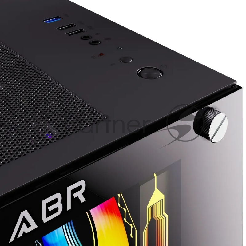 Компьютерный корпус ABR Sea View Black (1*USB Type-C, 2*USB 2.0, HD Audio, 4xRGB Fan, ATX, Micro-ATX)