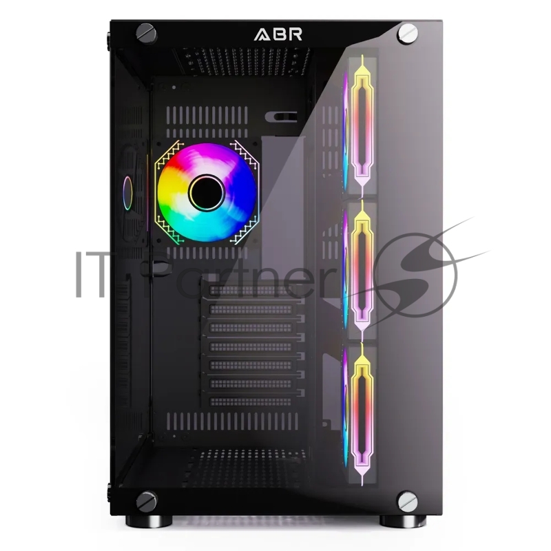 Компьютерный корпус ABR Sea View Black (1*USB Type-C, 2*USB 2.0, HD Audio, 4xRGB Fan, ATX, Micro-ATX)