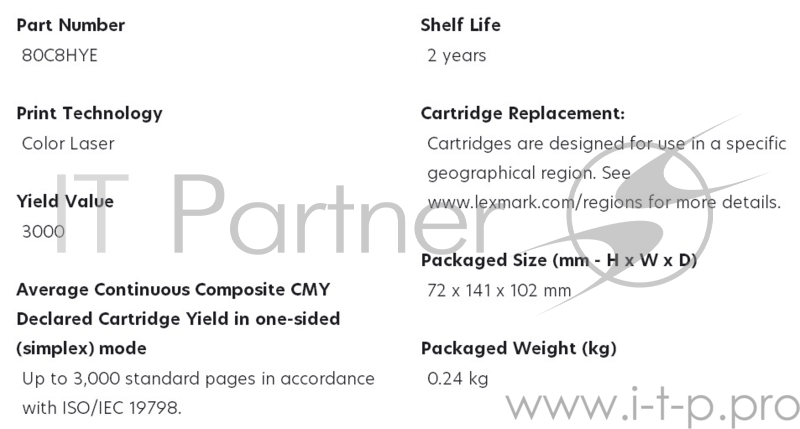 Картридж Lexmark 3K Желтый Return Program для CX410/CX510