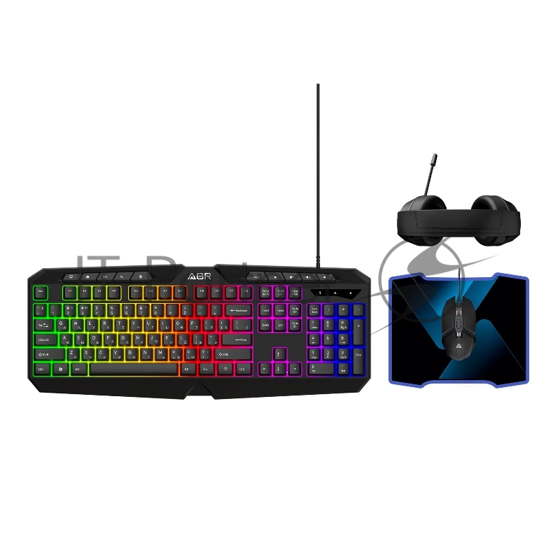 Игровой набор из проводной клавиатуры, мыши, коврика для мыши и наушников ABR KM707+M01D10