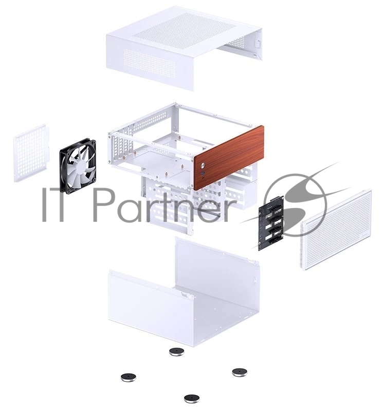 Корпус без блока питания JONSBO N4, Mini-Tower, 1x120mm, 1xUSB-A 3.0 + 1xUSB-C 3.2, SFX PSU Support, mATX, mITX White