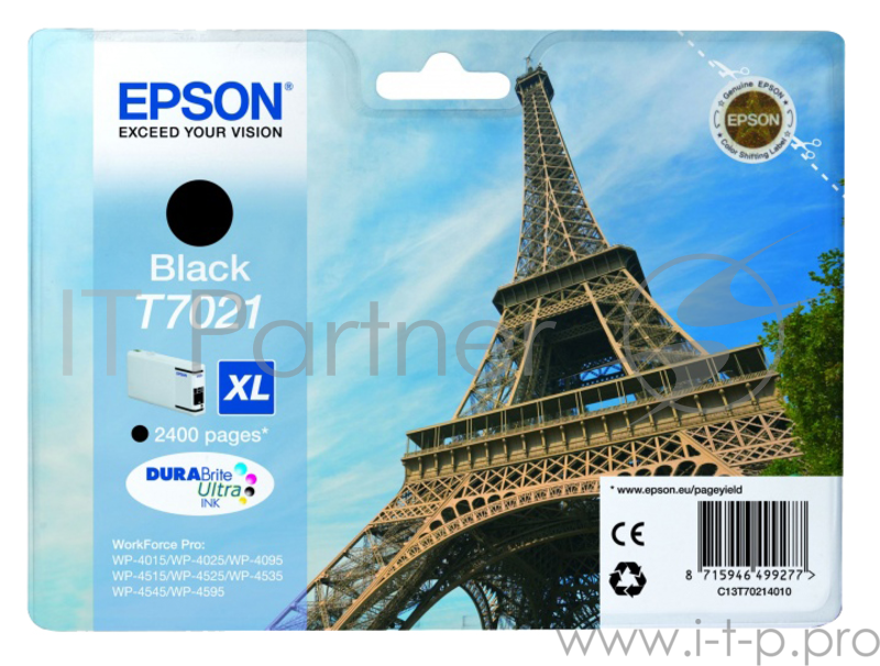 Картридж Epson Black для WP-4000/5000 series,XL 2.4k (черный) C13T70214010