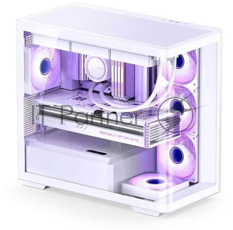 Корпус без блока питания JONSBO D300, Mini-Tower, TG, no fan, 2xUSB-A 3.2 + 1xUSB-C 3.2, mATX, mITX White