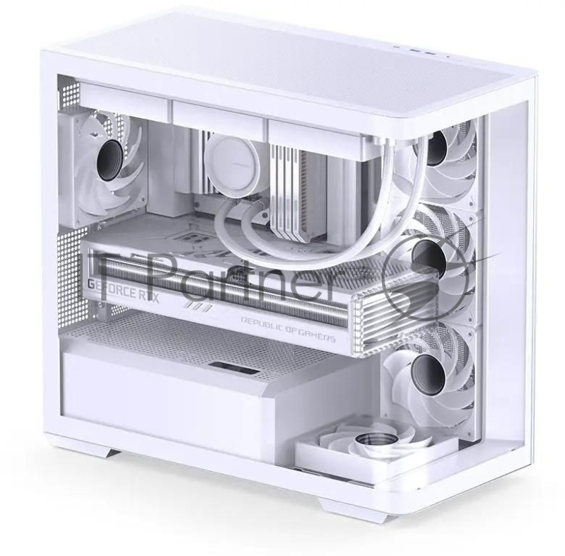 Корпус без блока питания JONSBO D300, Mini-Tower, TG, no fan, 2xUSB-A 3.2 + 1xUSB-C 3.2, mATX, mITX White