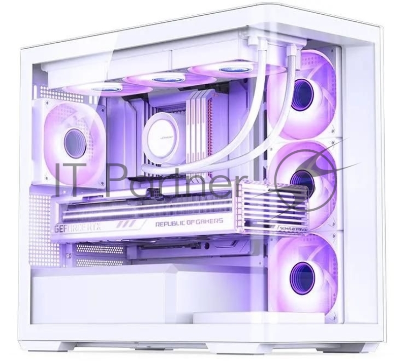 Корпус без блока питания JONSBO D300, Mini-Tower, TG, no fan, 2xUSB-A 3.2 + 1xUSB-C 3.2, mATX, mITX White