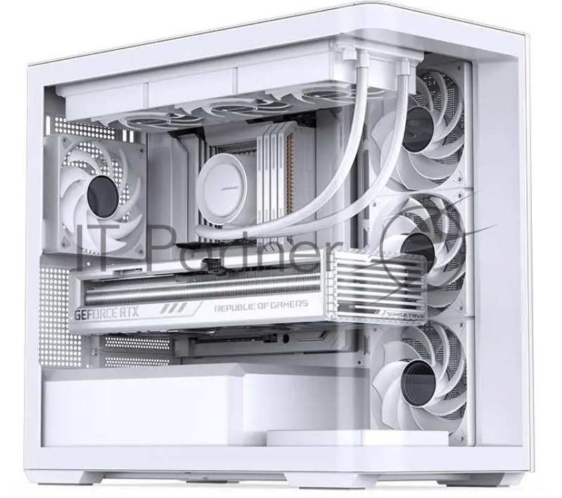 Корпус без блока питания JONSBO D300, Mini-Tower, TG, no fan, 2xUSB-A 3.2 + 1xUSB-C 3.2, mATX, mITX White