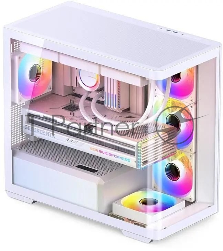 Корпус без блока питания JONSBO D300, Mini-Tower, TG, no fan, 2xUSB-A 3.2 + 1xUSB-C 3.2, mATX, mITX White