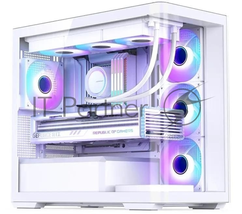 Корпус без блока питания JONSBO D300, Mini-Tower, TG, no fan, 2xUSB-A 3.2 + 1xUSB-C 3.2, mATX, mITX White