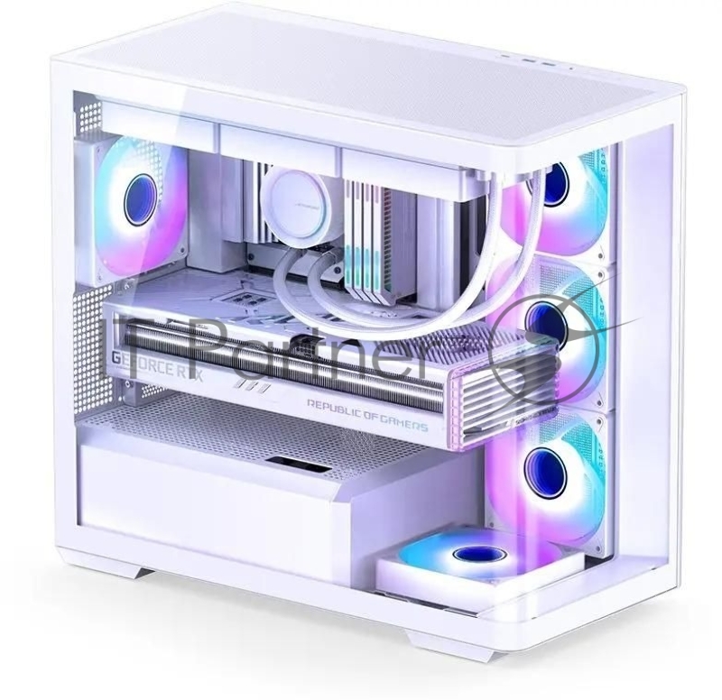 Корпус без блока питания JONSBO D300, Mini-Tower, TG, no fan, 2xUSB-A 3.2 + 1xUSB-C 3.2, mATX, mITX White