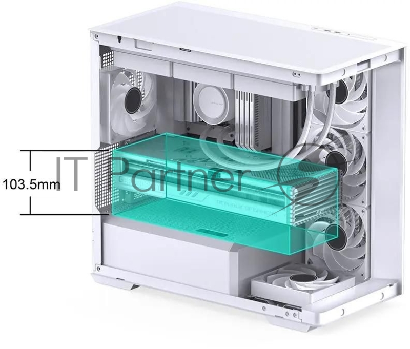 Корпус без блока питания JONSBO D300, Mini-Tower, TG, no fan, 2xUSB-A 3.2 + 1xUSB-C 3.2, mATX, mITX White