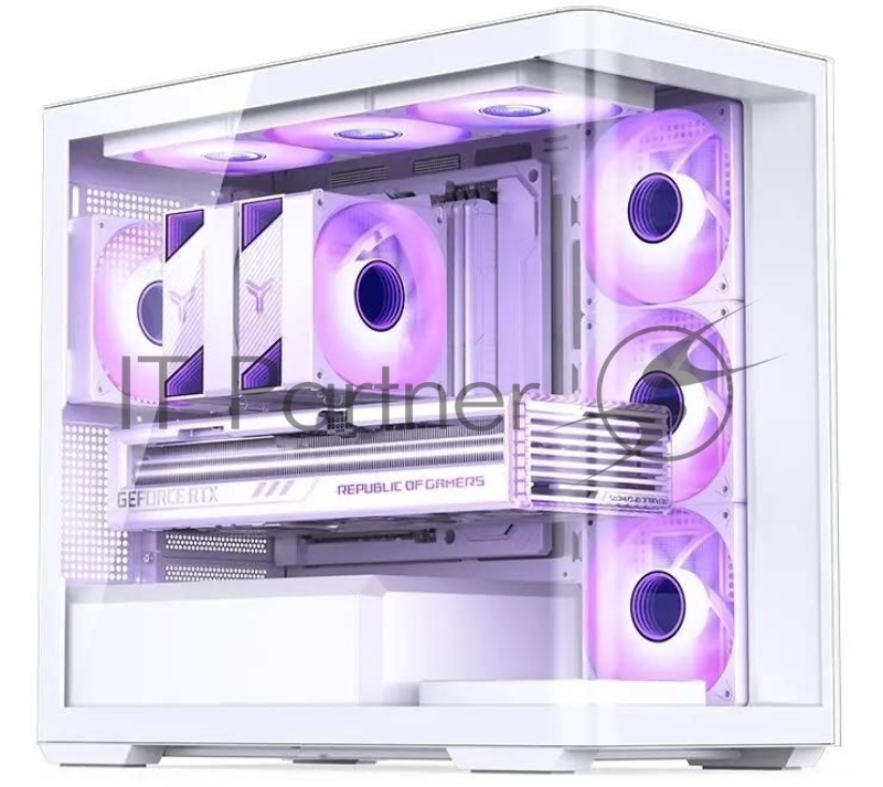 Корпус без блока питания JONSBO D300, Mini-Tower, TG, no fan, 2xUSB-A 3.2 + 1xUSB-C 3.2, mATX, mITX White