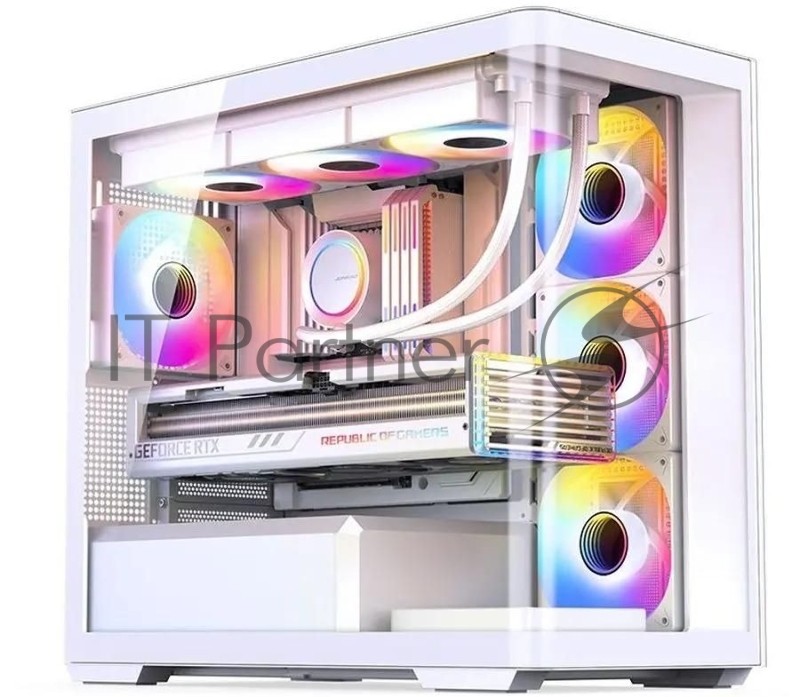 Корпус без блока питания JONSBO D300, Mini-Tower, TG, no fan, 2xUSB-A 3.2 + 1xUSB-C 3.2, mATX, mITX White