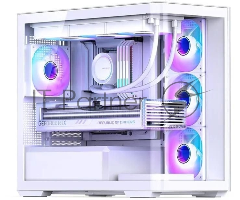 Корпус без блока питания JONSBO D300, Mini-Tower, TG, no fan, 2xUSB-A 3.2 + 1xUSB-C 3.2, mATX, mITX White