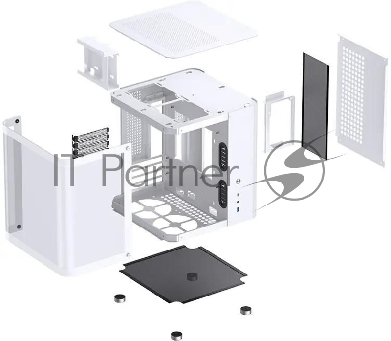 Корпус без блока питания JONSBO TK-1, Mini-Tower, TG, no fan, 1xUSB-A 3.2 + 1xUSB-C 3.2, mATX, mITX White
