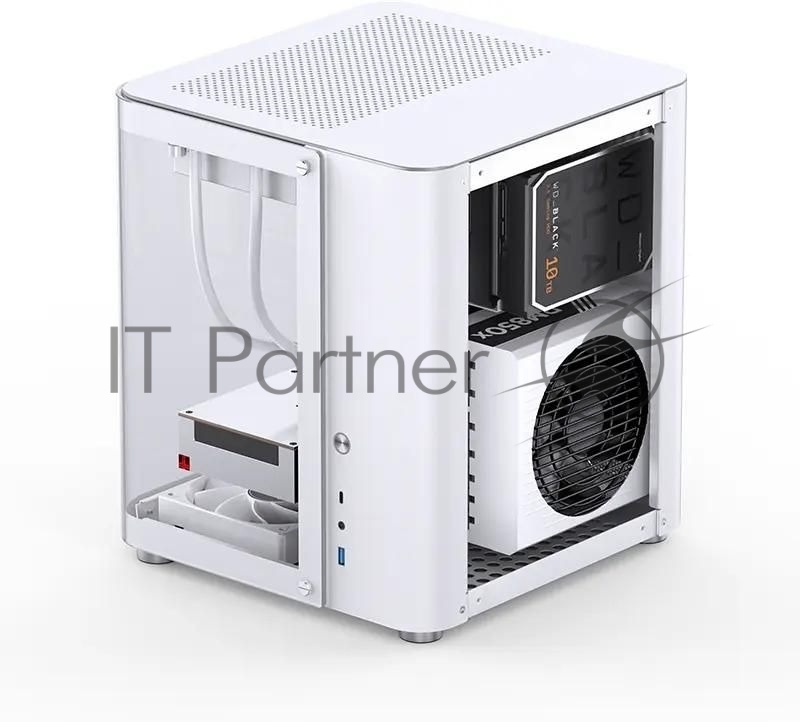 Корпус без блока питания JONSBO TK-1, Mini-Tower, TG, no fan, 1xUSB-A 3.2 + 1xUSB-C 3.2, mATX, mITX White