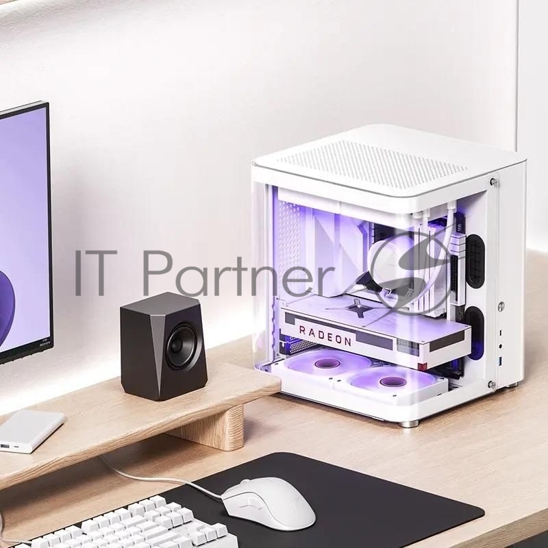 Корпус без блока питания JONSBO TK-1, Mini-Tower, TG, no fan, 1xUSB-A 3.2 + 1xUSB-C 3.2, mATX, mITX White