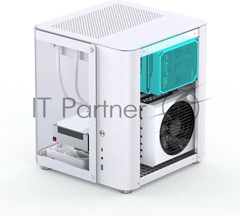 Корпус без блока питания JONSBO TK-1, Mini-Tower, TG, no fan, 1xUSB-A 3.2 + 1xUSB-C 3.2, mATX, mITX White