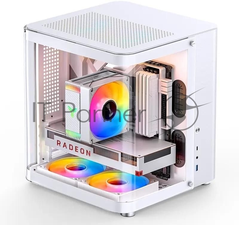 Корпус без блока питания JONSBO TK-1, Mini-Tower, TG, no fan, 1xUSB-A 3.2 + 1xUSB-C 3.2, mATX, mITX White