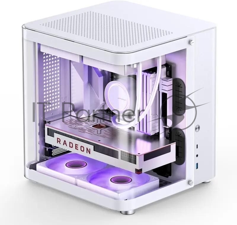 Корпус без блока питания JONSBO TK-1, Mini-Tower, TG, no fan, 1xUSB-A 3.2 + 1xUSB-C 3.2, mATX, mITX White