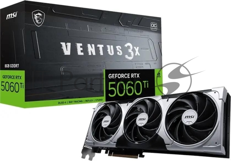 Видеокарта MSI PCI-E 5.0 RTX 5060 Ti 8G VENTUS 3X OC NVIDIA GeForce RTX 5060TI 8Gb 128bit GDDR7 2602/28000 Без Видеовыходов HDMIx1 DPx3 HDCP Ret