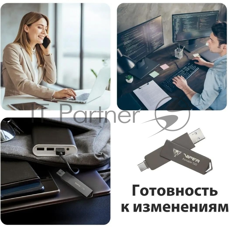 Накопитель SSD Patriot Viper PVP30 USB-C 1TB 2.5 USB-A черный