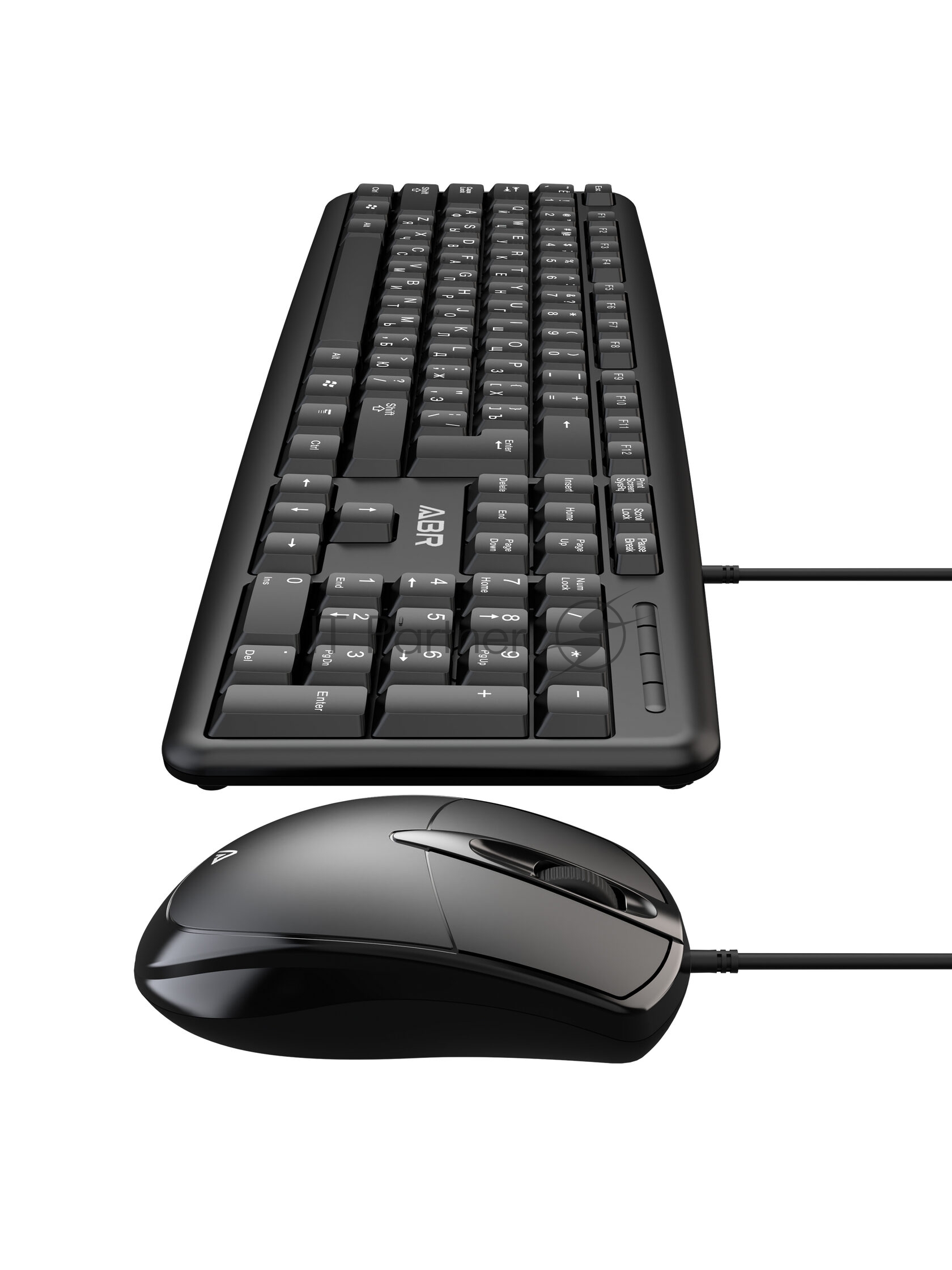 Клавиатура и мышь ABR KM600 черный, интерфейс USB, проводной, RU/EN