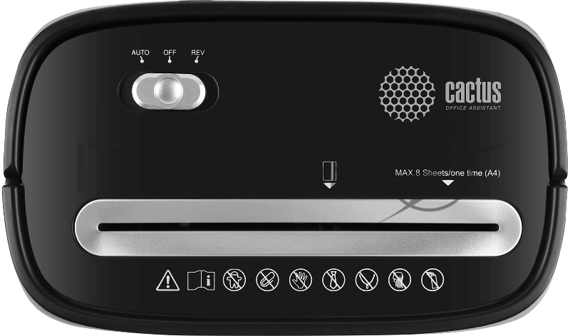 Шредер Cactus CS-SH-P4 черный (секр.P-4) фрагменты 8лист. 15лтр. скрепки скобы пл.карты