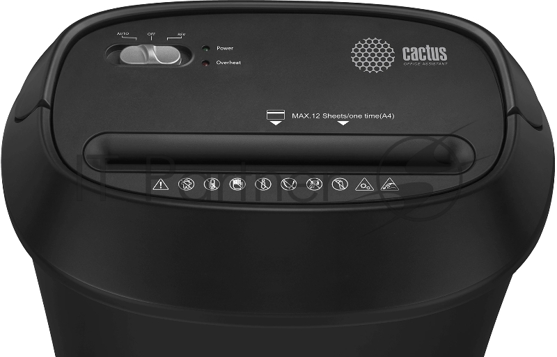 Шредер Cactus CS-SH-P8 черный (секр.P-4) фрагменты 12лист. 25лтр. скрепки скобы пл.карты CD