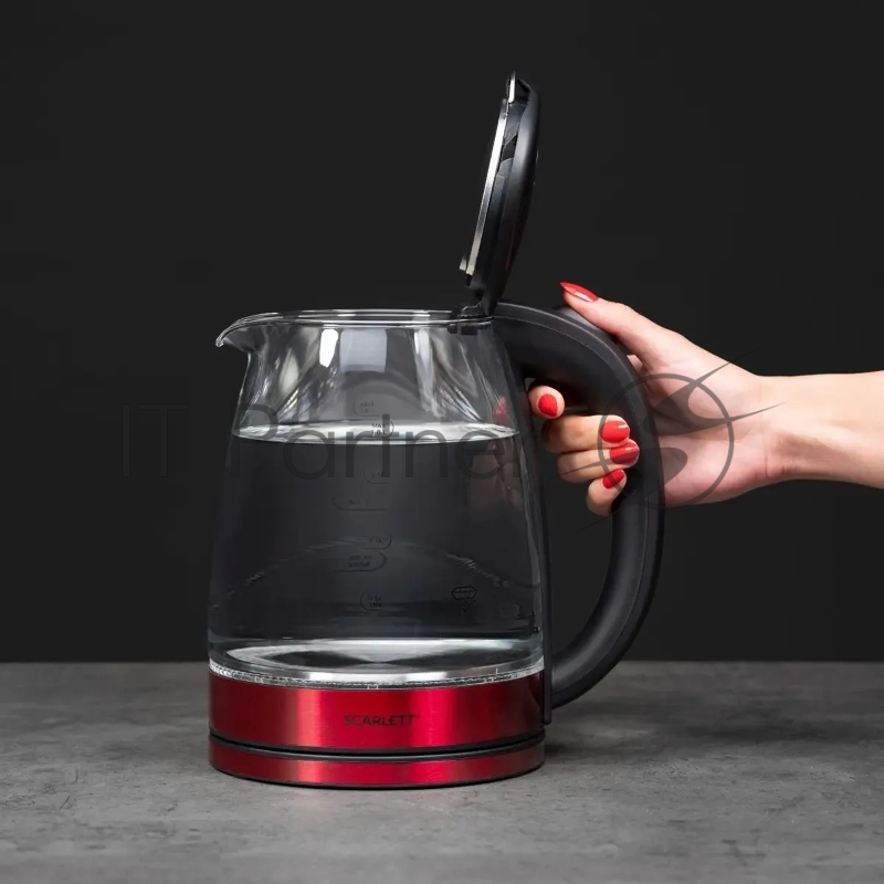Чайник электрический Scarlett SC-EK27G65 красный/черный, 1800 Вт, 1.8 л