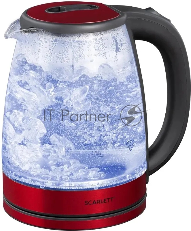 Чайник электрический Scarlett SC-EK27G65 красный/черный, 1800 Вт, 1.8 л