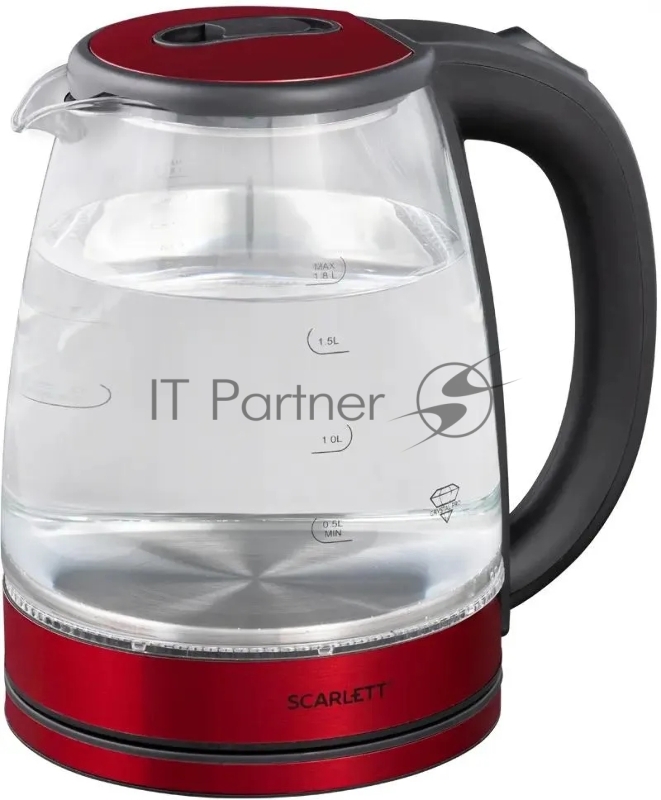 Чайник электрический Scarlett SC-EK27G65 красный/черный, 1800 Вт, 1.8 л