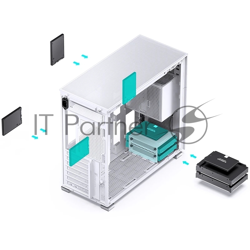 Корпус без блока питания Case JONSBO D41 STD, Midi-Tower, TG, no fan, 1xUSB-A 3.2 + 1xUSB-C 3.2, ATX, mATX White