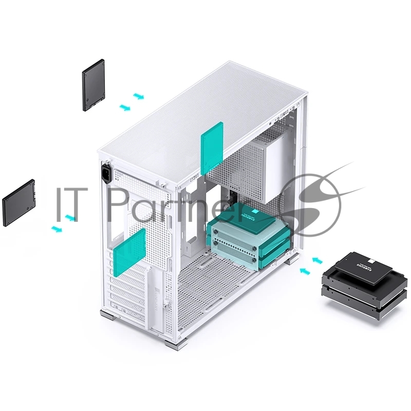 Корпус без блока питания Case JONSBO D41 MESH, Midi-Tower, TG, no fan, 1xUSB-A 3.2 + 1xUSB-C 3.2, ATX, mATX White