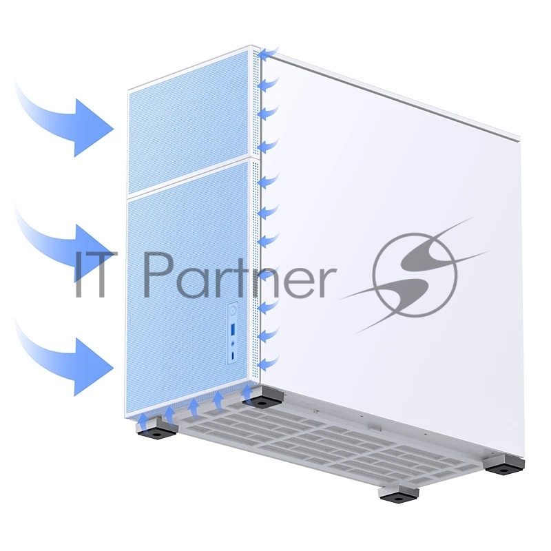 Корпус без блока питания Case JONSBO D41 MESH, Midi-Tower, TG, no fan, 1xUSB-A 3.2 + 1xUSB-C 3.2, ATX, mATX White