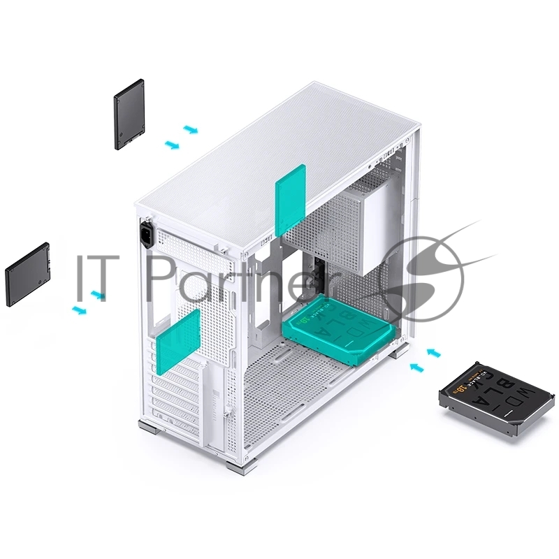 Корпус без блока питания Case JONSBO D41 MESH, Midi-Tower, TG, no fan, 1xUSB-A 3.2 + 1xUSB-C 3.2, ATX, mATX White