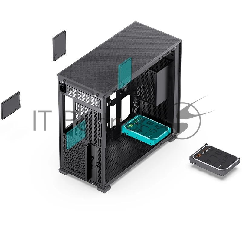 Корпус без блока питания Case JONSBO D41 MESH SCREEN, Midi-Tower, TG, no fan, 1xUSB-A 3.2 + 1xUSB-C 3.2, ATX, mATX Black