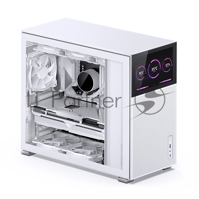 Корпус без блока питания Case JONSBO D41 MESH SCREEN, Midi-Tower, TG, no fan, 1xUSB-A 3.2 + 1xUSB-C 3.2, ATX, mATX White