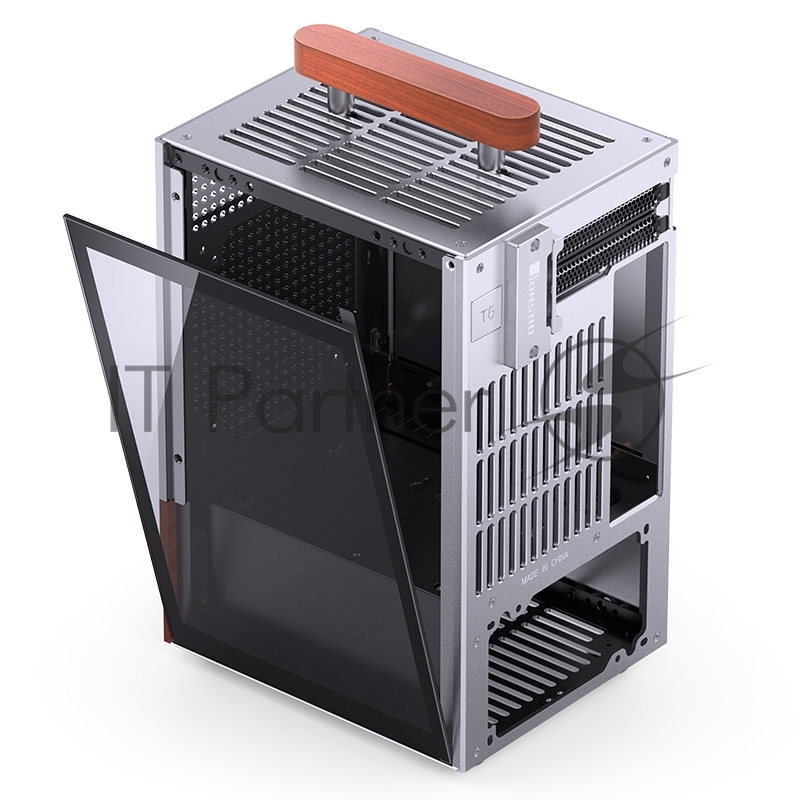 Корпус без блока питания Case JONSBO T6, Desktop SFF, TG, no fan, 1xUSB-A 3.2 + 1xUSB-C 3.2, mITX Silver