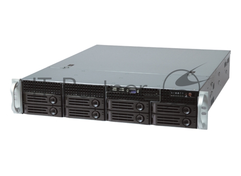 Серверный корпус 2U chassis ATX, Micro-ATX, Mini-ITX MBs 8-port 12 Gbps SAS/ SATA to SAS BP 8 x 3.5 hsb + 2 x 3.5 internal 7 x LP/ HL slot 550W single no rails