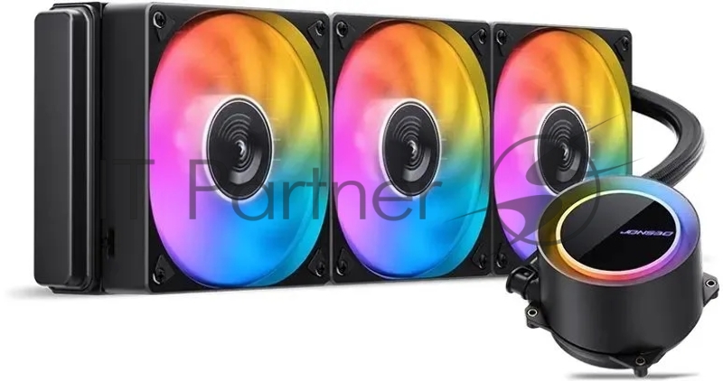 Система жидкостного охлаждения/ Water Cooling System JONSBO TG-360 Black (300W, 360mm, Black, ARGB/ Fans: 3x120mm, 66.19CFM, 35.4dBA, 1800RPM/ Pump height 72mm, 30dBA, 2400RPM, Rad thickness 27mm/ S: 1700, 1200, 115X, AM5, AM4)