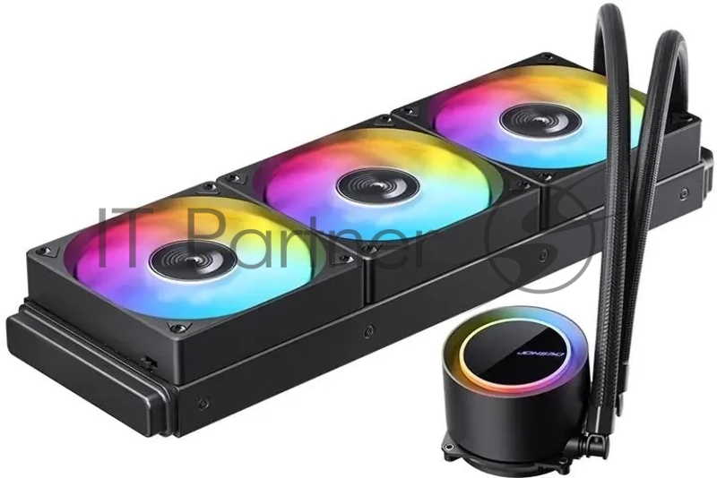 Система жидкостного охлаждения/ Water Cooling System JONSBO TG-360 Black (300W, 360mm, Black, ARGB/ Fans: 3x120mm, 66.19CFM, 35.4dBA, 1800RPM/ Pump height 72mm, 30dBA, 2400RPM, Rad thickness 27mm/ S: 1700, 1200, 115X, AM5, AM4)
