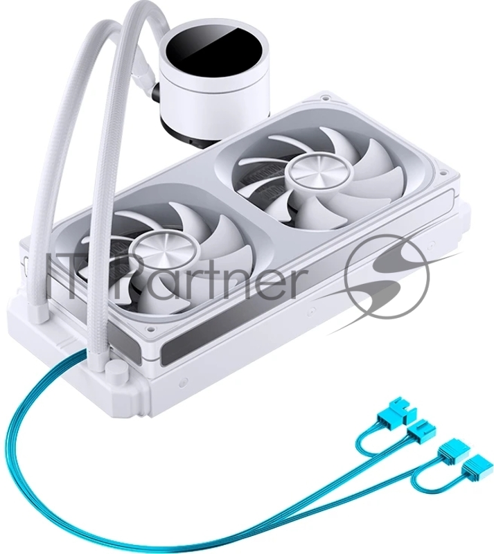Система жидкостного охлаждения/ Water Cooling System JONSBO TH-240 White (260W, 240mm, LED temp., White, ARGB/ Fans: 2x120mm, 62.4CFM, 37.3dBA, 2400RPM/ Pump height 72mm, 30dBA, 2400RPM, Rad thickness 27mm/ S: 1851, 1700, 1200, 115X, AM5, AM4)