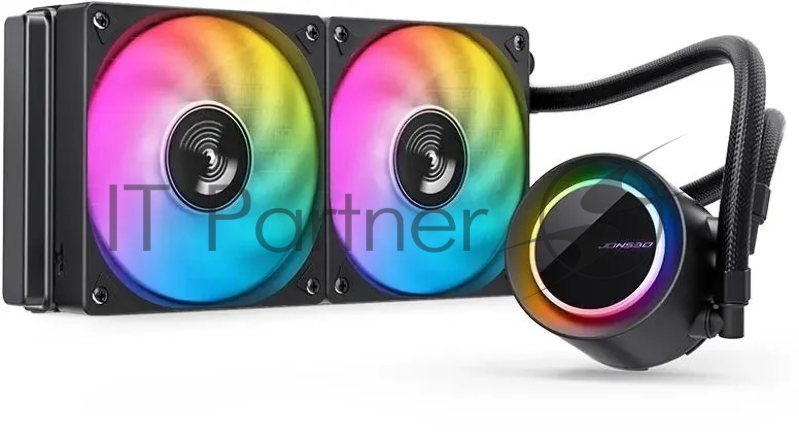 Система жидкостного охлаждения/ Water Cooling System JONSBO TG-240 Black (260W, 240mm, Black, ARGB/ Fans: 2x120mm, 66.19CFM, 35.4dBA, 1800RPM/ Pump height 72mm, 30dBA, 2400RPM, Rad thickness 27mm/ S: 1700, 1200, 115X, AM5, AM4)