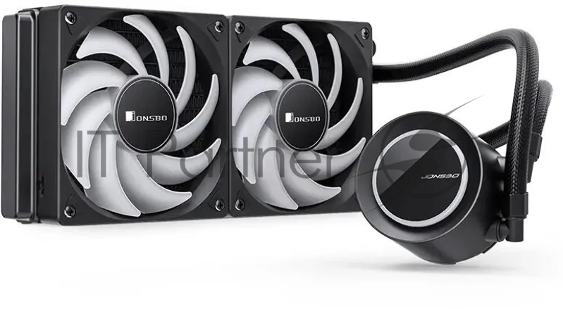 Система жидкостного охлаждения/ Water Cooling System JONSBO TG-240 Black (260W, 240mm, Black, ARGB/ Fans: 2x120mm, 66.19CFM, 35.4dBA, 1800RPM/ Pump height 72mm, 30dBA, 2400RPM, Rad thickness 27mm/ S: 1700, 1200, 115X, AM5, AM4)