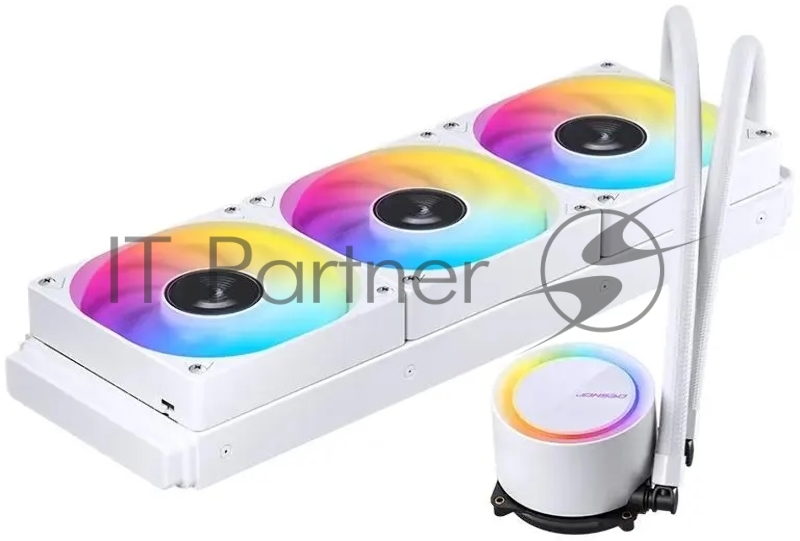 Система жидкостного охлаждения/ Water Cooling System JONSBO TG-360 White (300W, 360mm, White, ARGB/ Fans: 3x120mm, 66.19CFM, 35.4dBA, 1800RPM/ Pump height 72mm, 30dBA, 2400RPM, Rad thickness 27mm/ S: 1700, 1200, 115X, AM5, AM4)