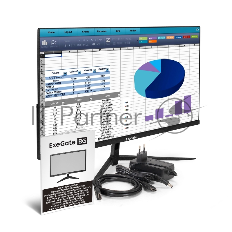Монитор 23.8 ExeGate SuperView EH2407 черный 100 Гц (IPS LED Grade A+, FHD, 1920x1080@100Гц, 16:9, 250cd/m2, 1000:1, 178°/178°, 5ms, D-Sub, HDMI, FreeSync, Flicker-free, Low Blue Light, кабель HDMI 1.5м, VESA 75x75, регулировка наклона )