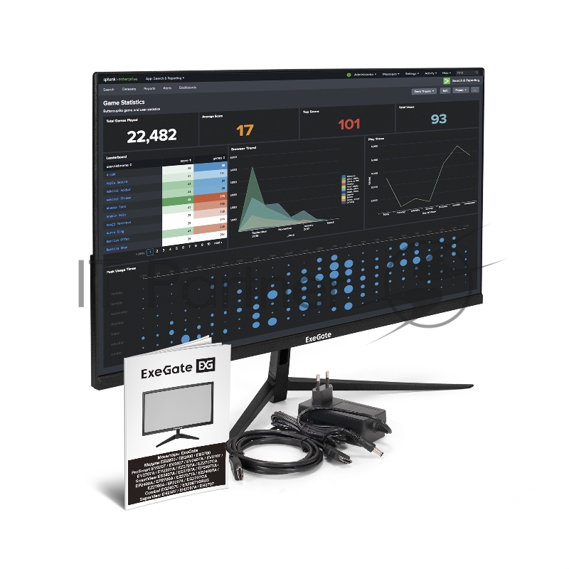 Монитор 27 100 Гц ExeGate SuperView EH2707 (IPS LED Grade A+, FHD, 1920x1080@100Гц, 16:9, 250cd/m2, 1300:1, 178°/178°, 5ms, D-Sub, HDMI, FreeSync, Flicker-free, Low Blue Light, кабель HDMI 1.5м, VESA 75x75, регулировка наклона (tilt), черный)