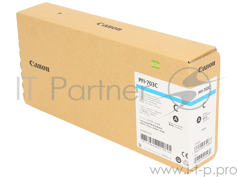 Картридж Canon PFI-703 C для плоттера iPF815/825. Голубой. 700 мл.