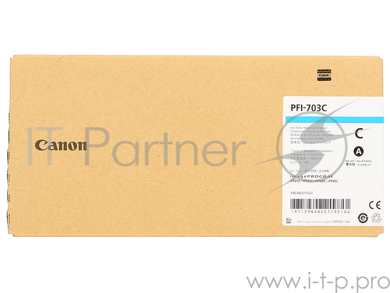 Картридж Canon PFI-703 C для плоттера iPF815/825. Голубой. 700 мл.
